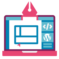 Ilustración de Computador con diseño de sitios web